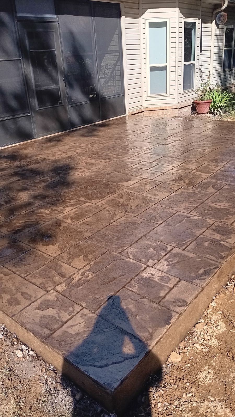 Stamped concrete back patio in Arkansas